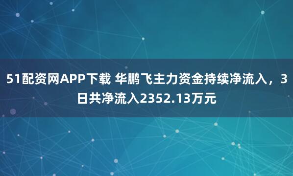 51配资网APP下载 华鹏飞主力资金持续净流入，3日共净流入2352.13万元