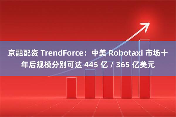 京融配资 TrendForce:中美 Robotaxi 市场十年后规模分别可达 445 亿 / 365 亿美元