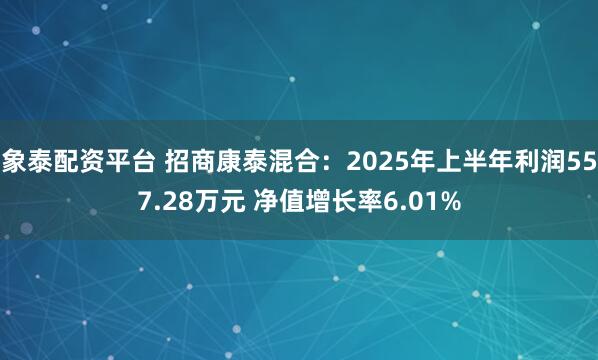 象泰配资平台 招商康泰混合：2025年上半年利润557.28万元 净值增长率6.01%