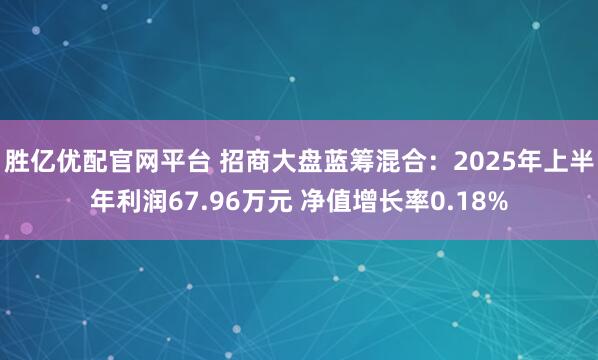 胜亿优配官网平台 招商大盘蓝筹混合：2025年上半年利润67.96万元 净值增长率0.18%